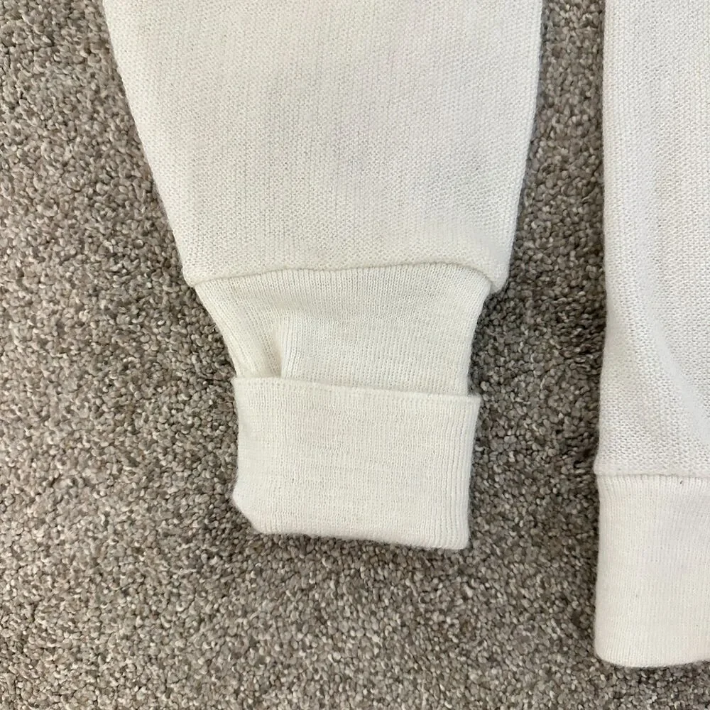Vtg Izod lacoste Cardigan Sweater L White Orlon Acrylic USA Made Cracodile